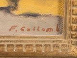 an image of a painting of a cat sitting on a ledge