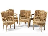 lot de six fauteuils de style Louis XVI à assise rembourrée