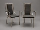 paire de fauteuils en chrome et cuir