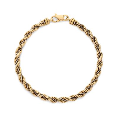 un bracelet en tresse dorée muni d'un fermoir, sur fond blanc