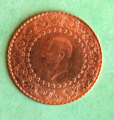 an image of a copper coin with a picture of a man on it