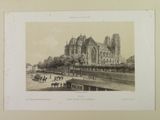 a picture of a picture of a church with a horse drawn carriage