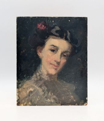 a painting of a woman with a flower in her hair