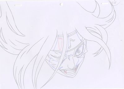 dessin représentant une femme aux cheveux longs, tenant une épée à la main