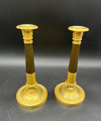 paire de chandeliers anciens en laiton