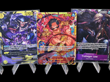 six card game cards are lined up in a row on a black background