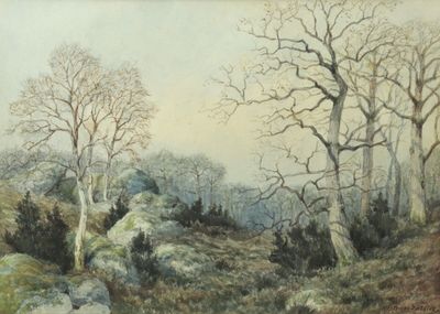 Georges GASSIES (1829-1919) "Les rochers en forêt de Fontain…