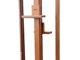 a wooden easer with a shelf on it on a white background
