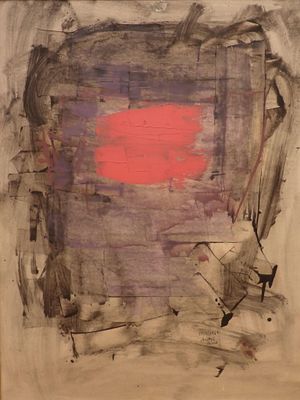 an image of a painting with a red circle in the middle of it