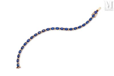 14k yellow gold blue sapphire tennis bracelet