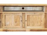 une photo d'un meuble TV en bois avec des tiroirs et des portes