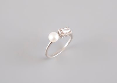 Bague toi et moi en argent 925°/°°, poinçon 925, sertie d'un…