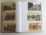 an open book with pictures of different places on it