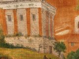 a picture of a painting of a building on the wall