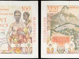 trois images différentes du visage d'une femme figurant sur deux billets de banque différents