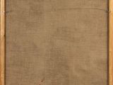 an old picture of a wooden frame with a piece of fabric on it