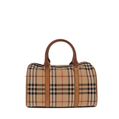 le petit sac de voyage vintage à carreaux, couleur beige clair
