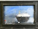 une image d'un tableau représentant un bateau dans l'eau