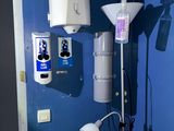 an image of a hospital room with a blue wall