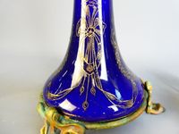 Pied de lampe en céramique bleu marine et or, à décor Art No… (photo 5)