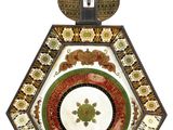 une photo d'une horloge murale décorative sur laquelle figure un oiseau
