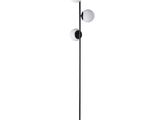 un lampadaire noir et blanc orné de trois boules