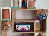 a shelf that has many different items on it