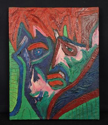 tableau représentant le visage d'une femme aux cheveux roux et aux yeux bleus