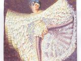 tableau représentant une femme en robe blanche tenant un châle blanc