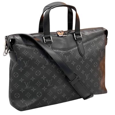 louis vuitton black monogram canvas and leather briefcase