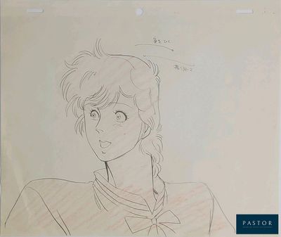 dessin représentant une fillette avec des tresses et un nœud dans les cheveux