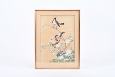 CHINE - Vers 1900 Encre et couleurs sur papier, oiseaux dans…