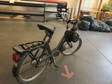 a bicycle that is parked in a garage