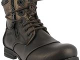 brown boots with zippers and laces on a white background
