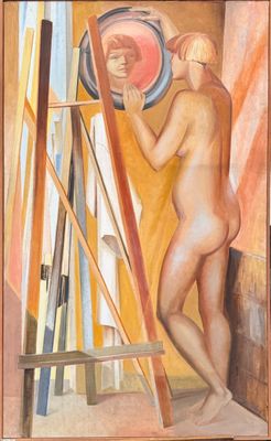 une image représentant un tableau d'une femme nue se regardant dans un miroir