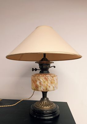 a lamp that is on top of a table