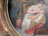 a painting of a woman holding a baby in her lap