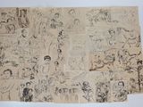 some drawings of people and animals are on a piece of paper