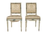 paire de chaises peintes à la française, avec dossier et assise rembourrés