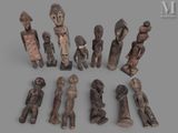a lot of wooden figurines sitting on a table
