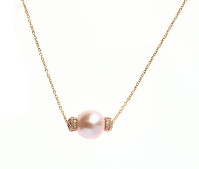 COLLIER en or rose 750 °/°° centrée d'une perle de culture (…