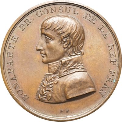 une image représentant une médaille de bronze sur laquelle figure le portrait d'un homme