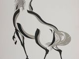 peinture à l'encre de Chine représentant un cheval courant sur ses pattes arrière