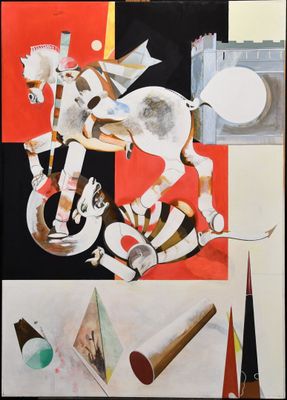 a picture of a painting of a man riding a horse