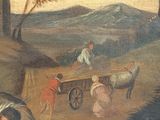painting of a group of people in a field with a horse drawn carriage