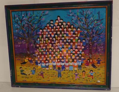 a picture of a painting of a group of children