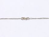 a close up of a silver chain with a clasp on a white background