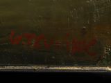 an image of a close up of a painting on a black surface