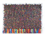 une peinture abstraite composée de lignes multicolores sur fond blanc