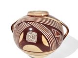 an image of a brown and white vase on a white background